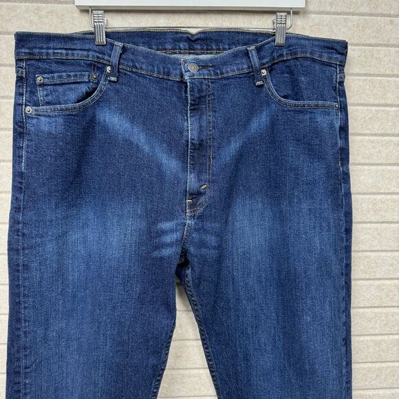 Levis 505 Mens Regular Fit Straight Leg Jeans Dark Blue Denim 42x30 - Picture 2 of 16
